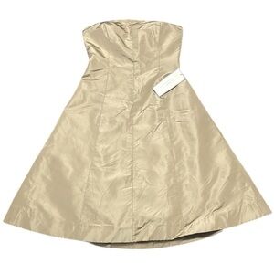 J CREW NWT Elegant Strapless A-Line Midi Dress San Color 100% Silk Size 8